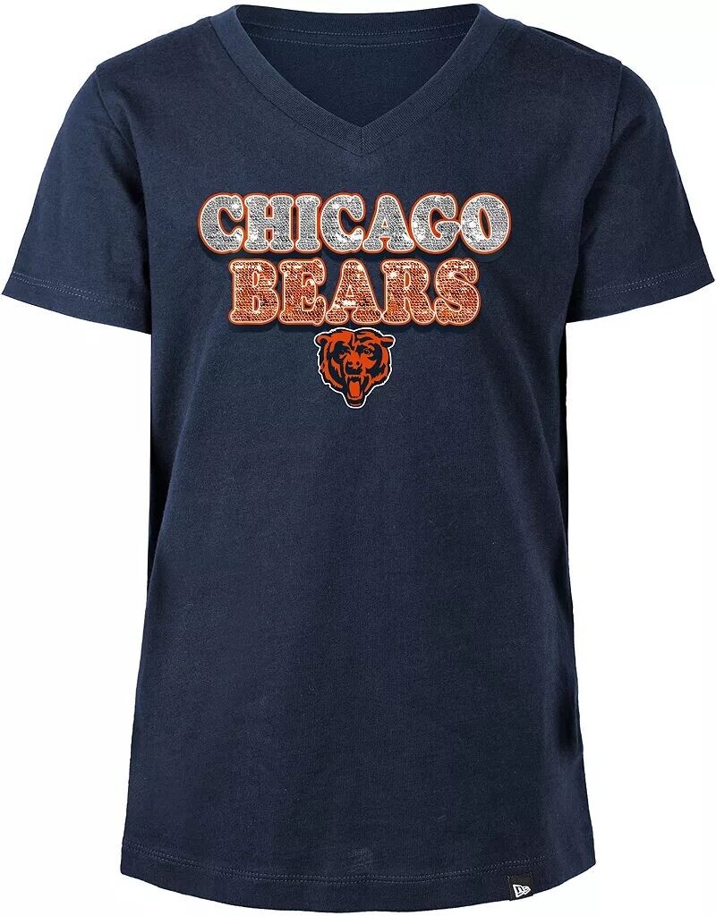 

Темно-синяя футболка с пайетками New Era для девочек Chicago Bears