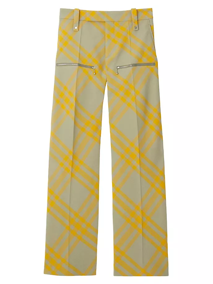 

Шерстяные брюки в клетку Burberry, цвет hunter check