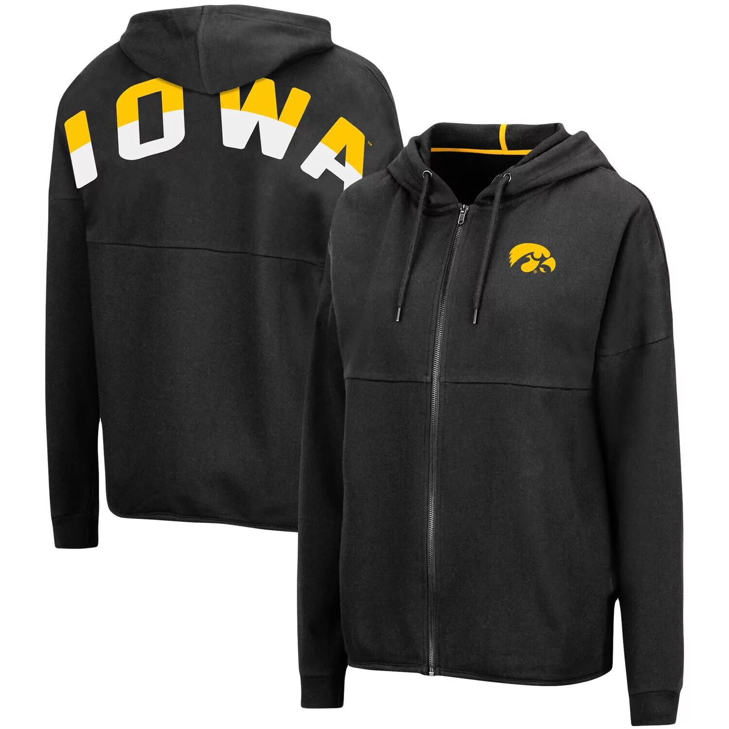 

Женская толстовка с молнией во всю длину Colosseum Black Iowa Hawkeyes 2-Hit Colosseum