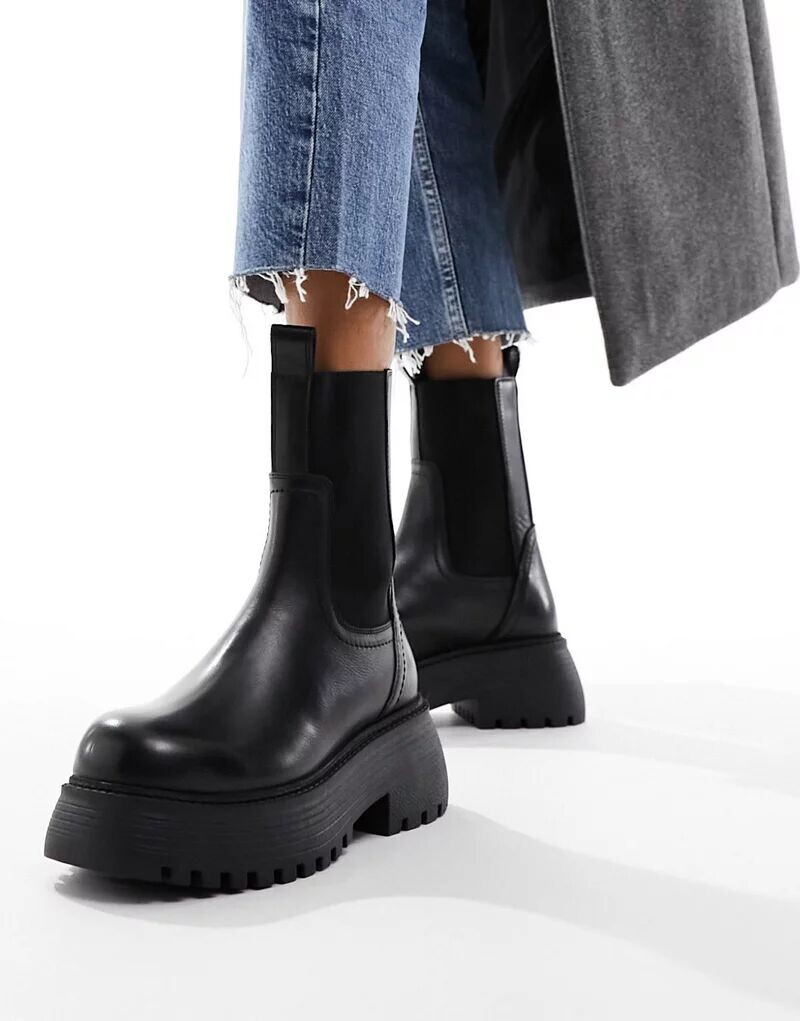 

Черные кожаные ботинки челси ASOS Design Adelaide
