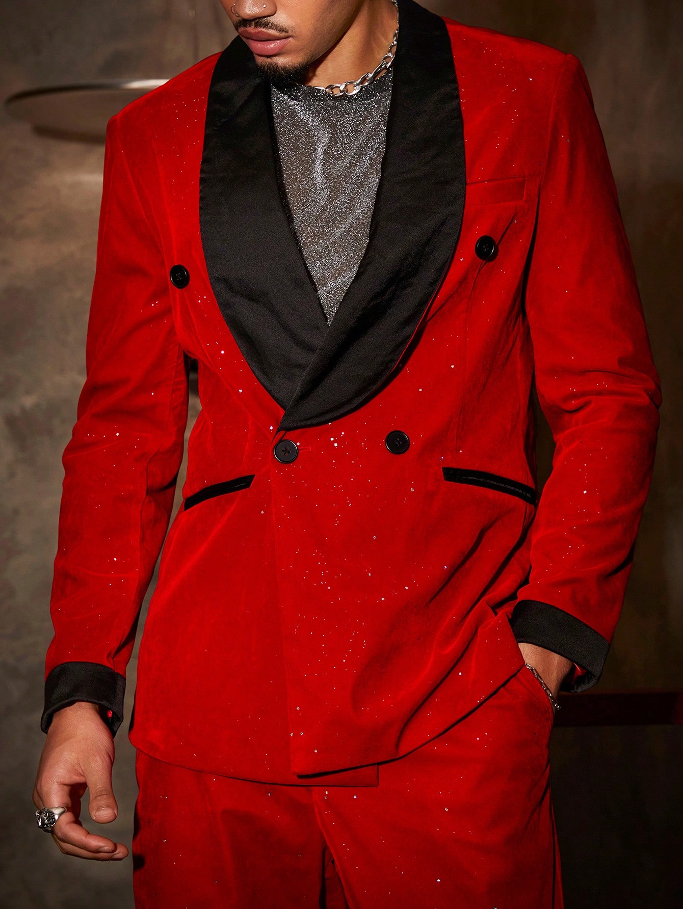 Мужской вязаный повседневный костюм Manfinity AFTRDRK с контрастным воротником и шалью, красный мужской свитер с шалевым воротником sun stone