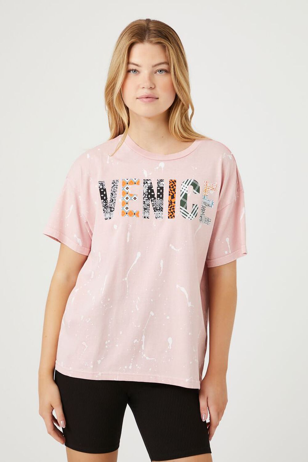 

Футболка с рисунком Splatter Venice Forever 21, розовый