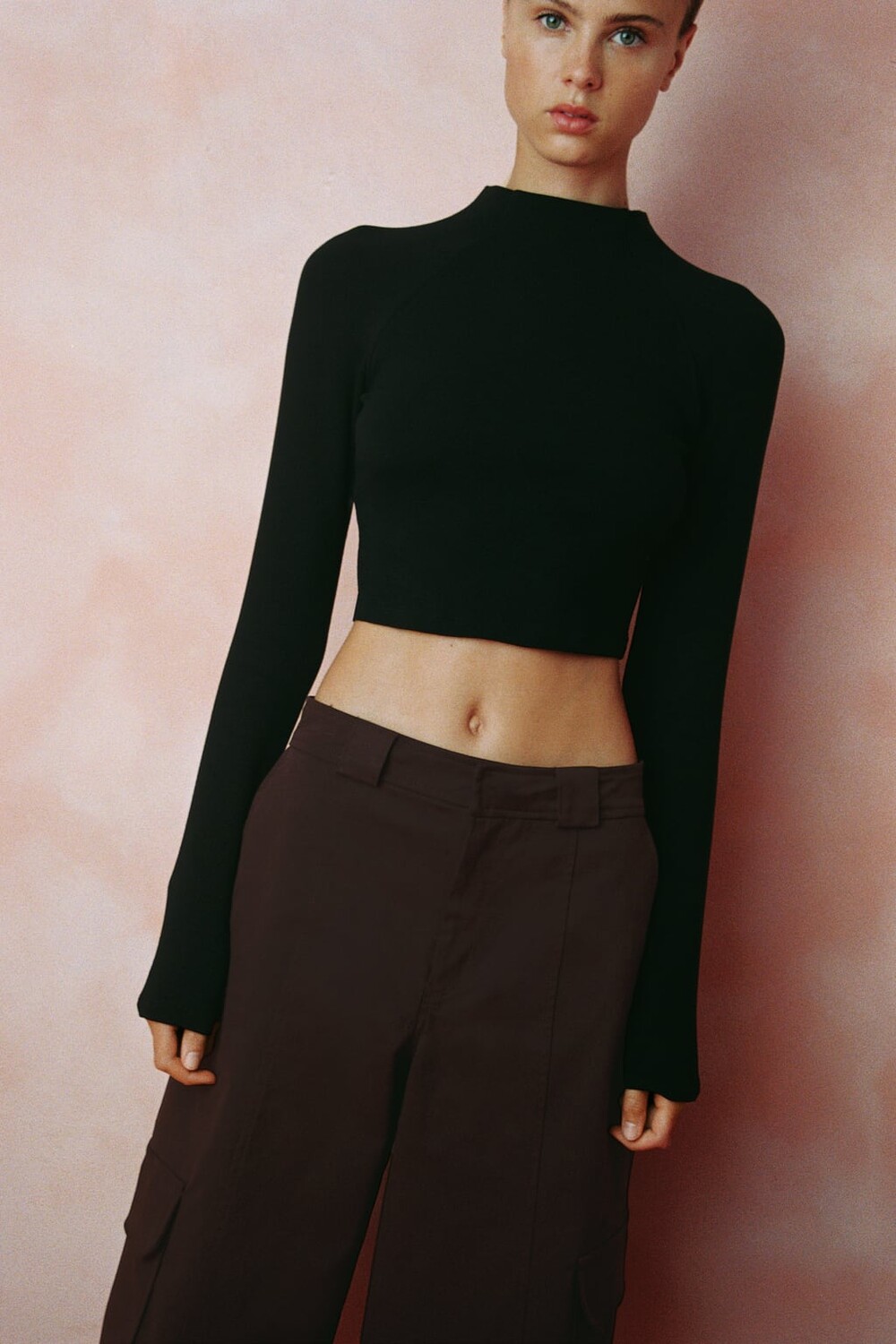 

Топ с длинными рукавами реглан ZARA, черный