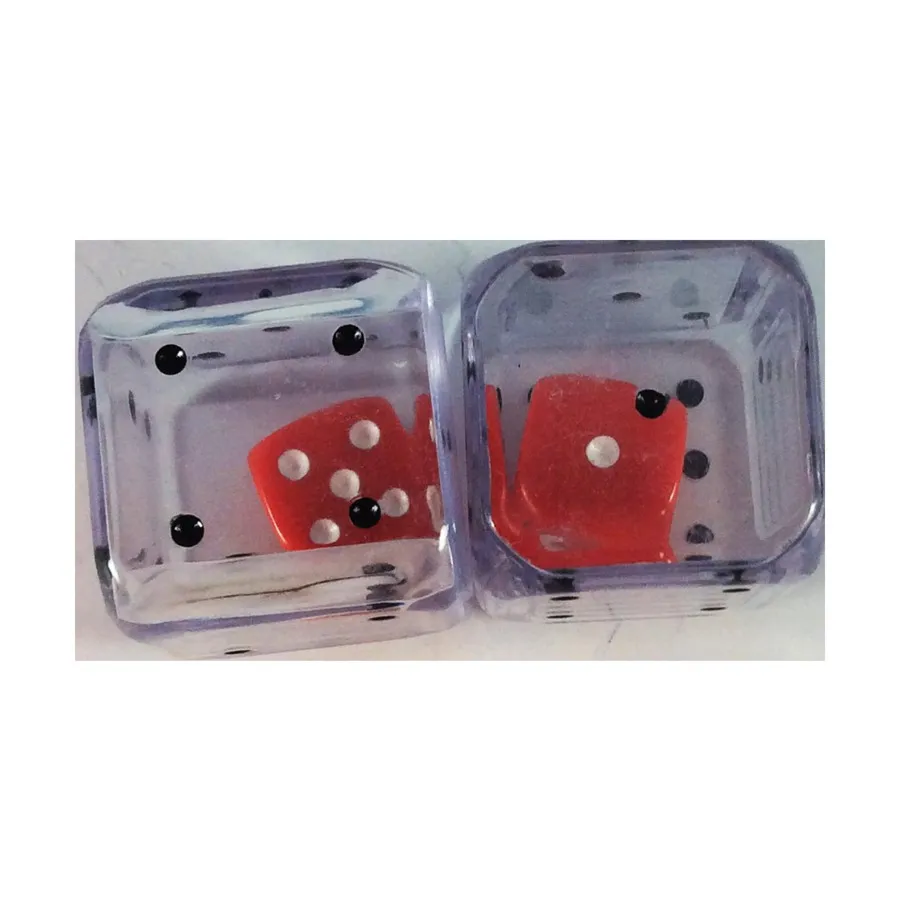

d6, 25 мм, двойные кубики — прозрачные с черным (2), Dice - Double & Triple (Koplow)