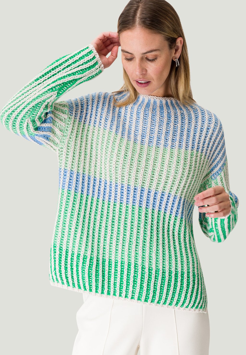 Вязаный свитер STREIFEN zero, цвет creamgreen