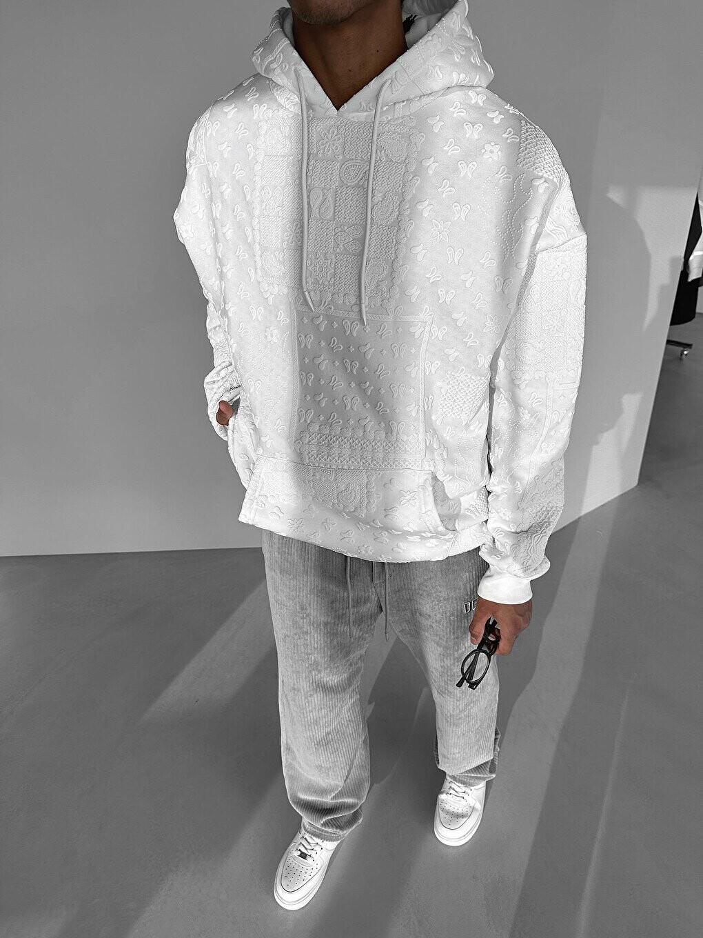 

Толстовка с капюшоном Oversize с рисунком, белая ablukaonline, белый