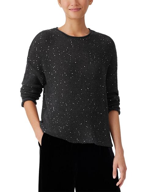 

Свитер из блестящей мериносовой шерсти Eileen Fisher, цвет Gray