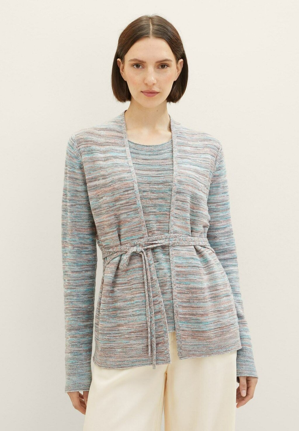 

Кардиган TOM TAILOR MIT GÜRTEL, цвет grey mouline structure