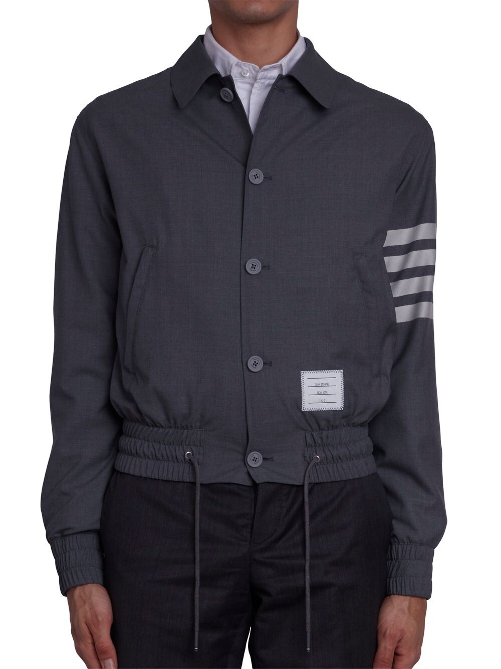 

Пуховик с четырьмя полосками Thom Browne, серый