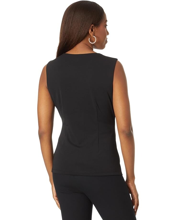 

Топ DKNY Sleeveless Matte Jersey Assym Neckline Side Ruched Top, черный