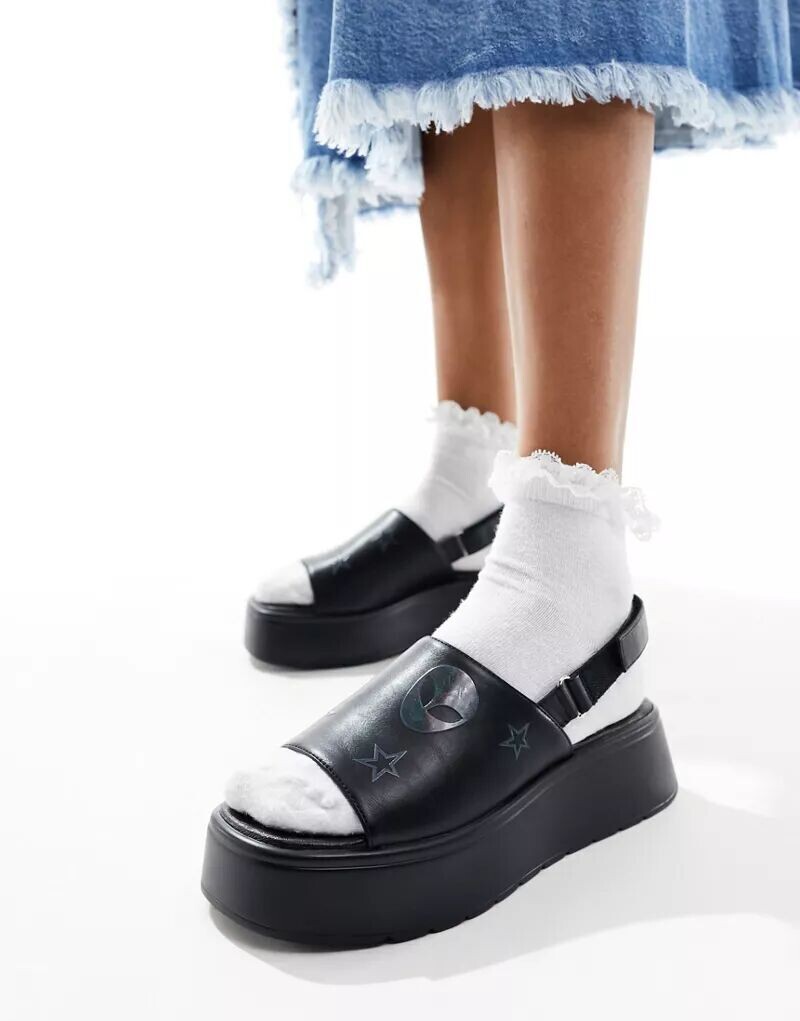 

Черные сандалии Koi Departed Aliens с ремешком на пятке Koi Footwear