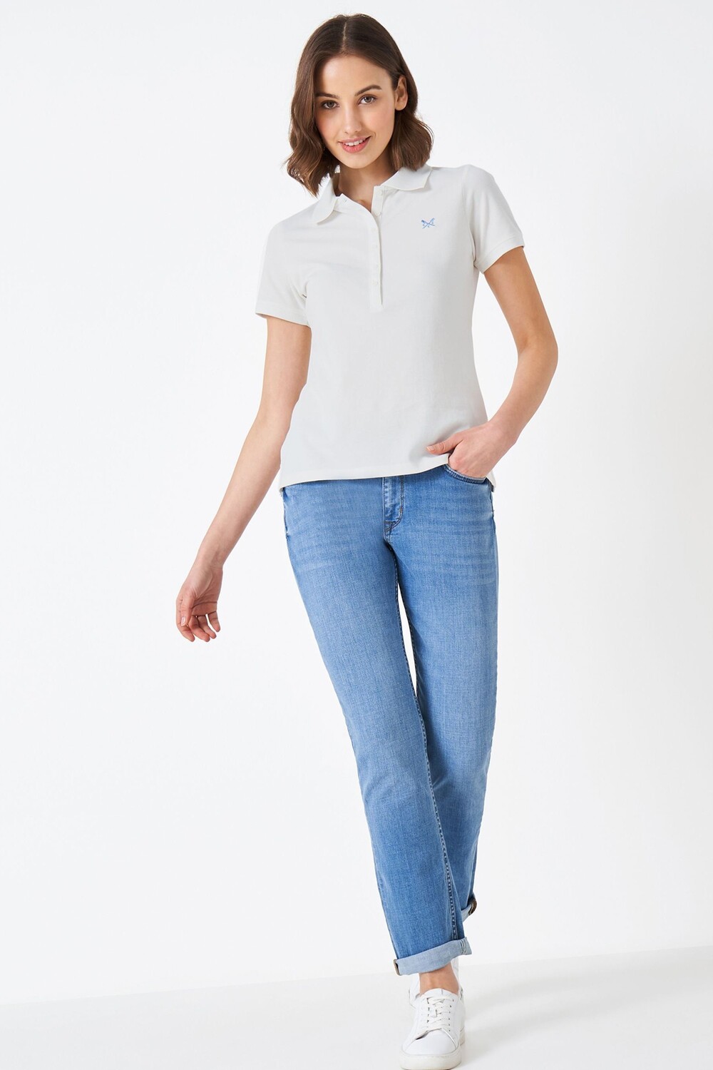

Классический топ из хлопкового джерси белого цвета Crew Clothing Company, белый