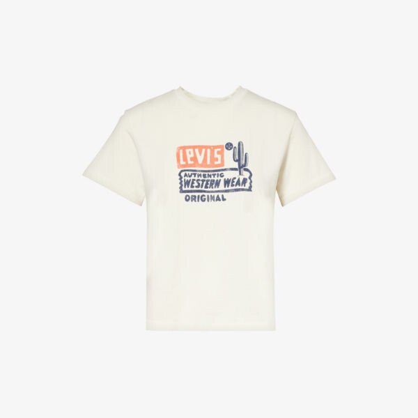 

Футболка из хлопкового джерси с фирменным принтом и короткими рукавами Levis, цвет auth western wear egret