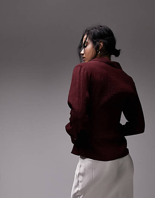

Ягодный топ с завязками на талии Topshop
