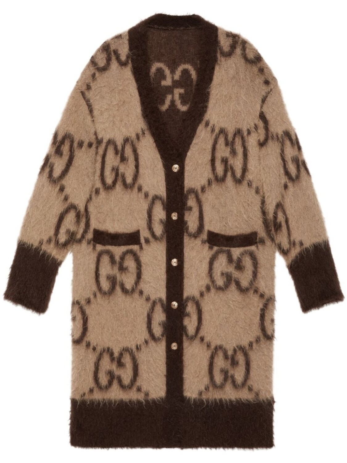 

Кардиган-пальто с логотипом GG Gucci, коричневый