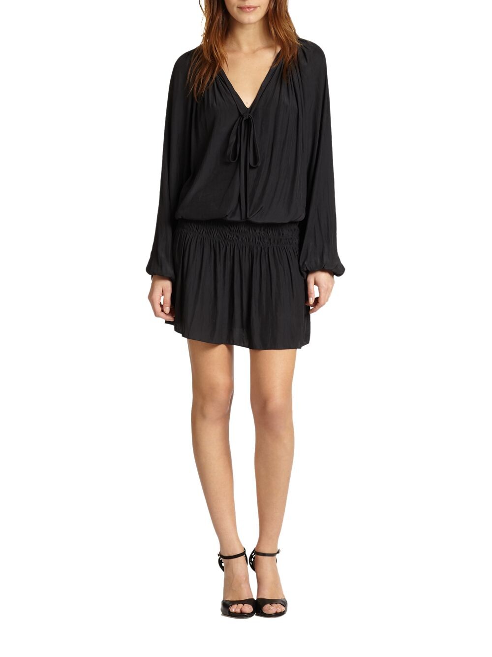 

Мини-платье Paris Blouson с V-образным вырезом Ramy Brook, черный