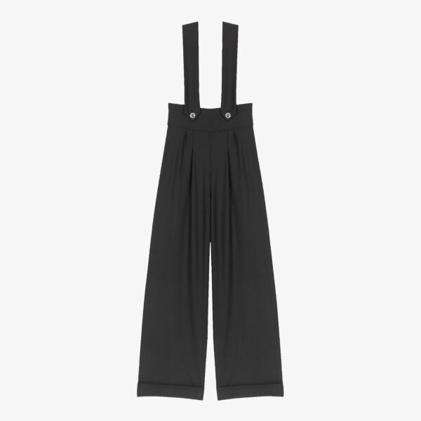 

Широкие брюки Pitelle из смесовой шерсти стрейч с подтяжками Maje, цвет noir / gris