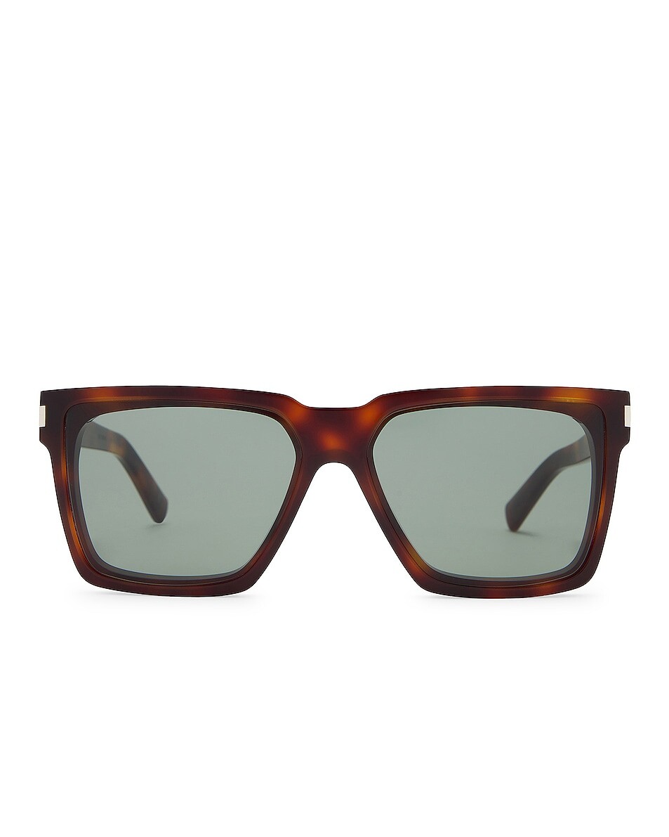

Солнцезащитные очки Saint Laurent Rectangular, цвет Havana & Green