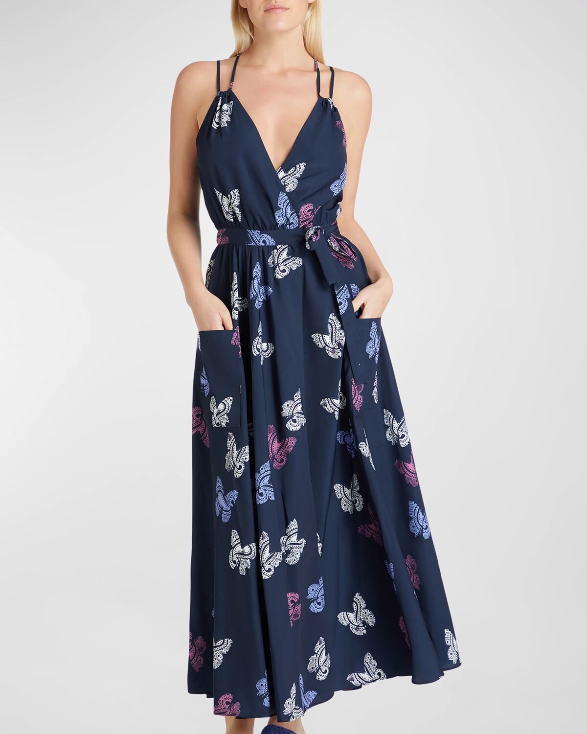 

Платье макси с запахом-бабочкой Amelia VALIMARE, цвет Navy Print