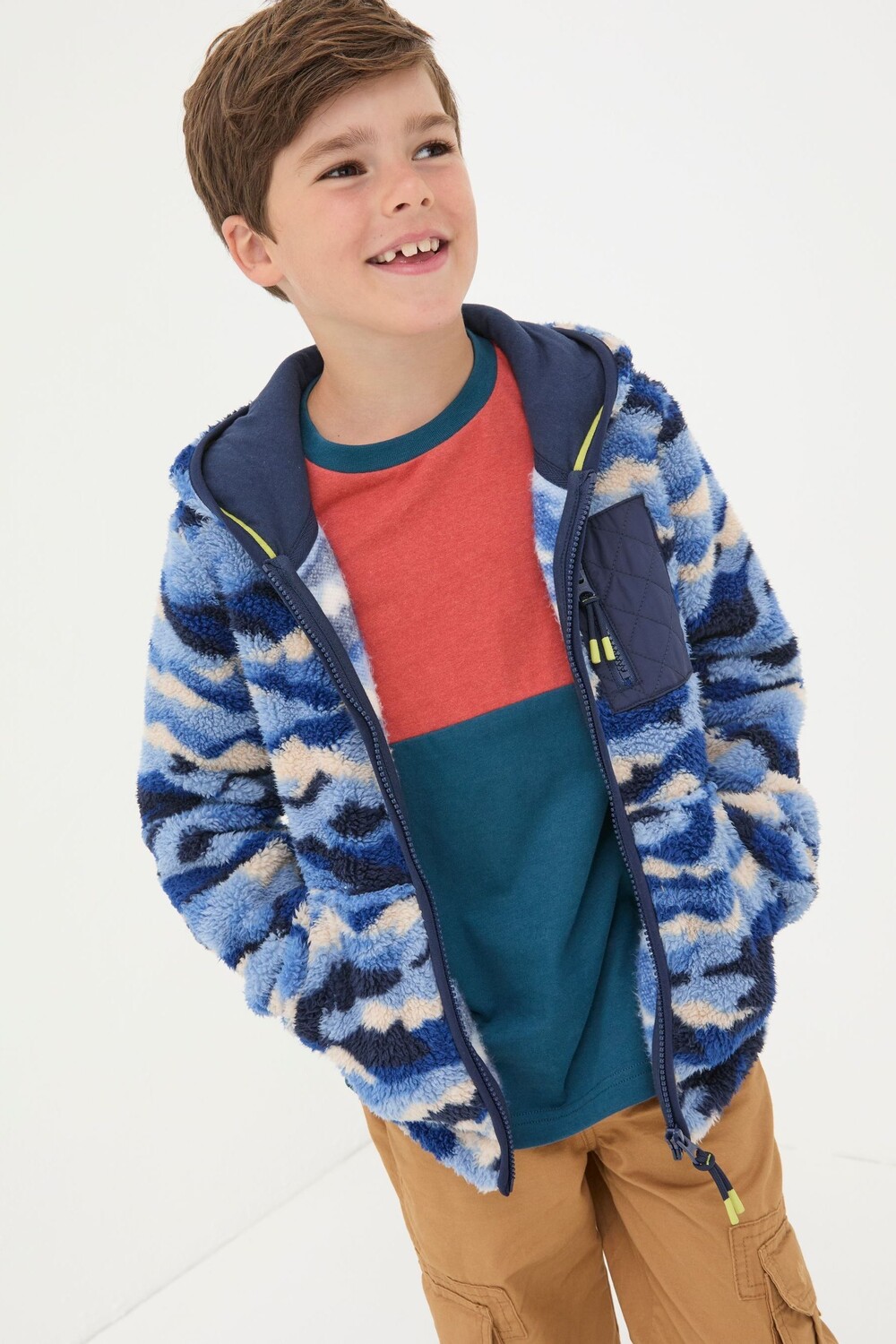 

Флисовая куртка Fatface Camo с застежкой молнией Fat Face, синий