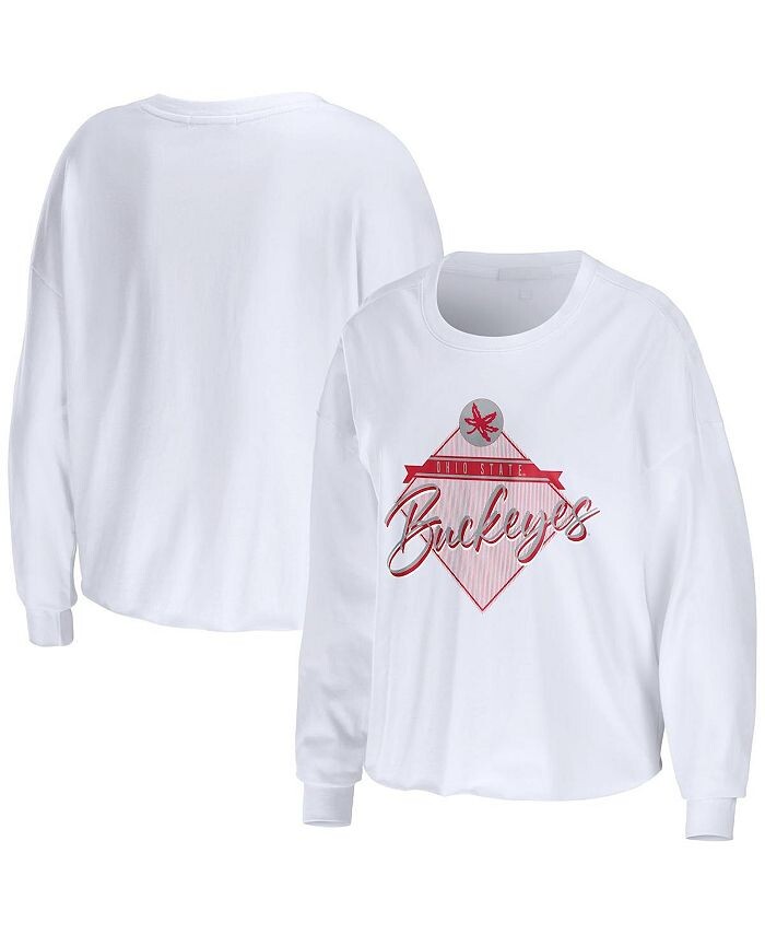 

Женская белая укороченная футболка с длинными рукавами Ohio State Buckeyes Diamond WEAR by Erin Andrews, белый