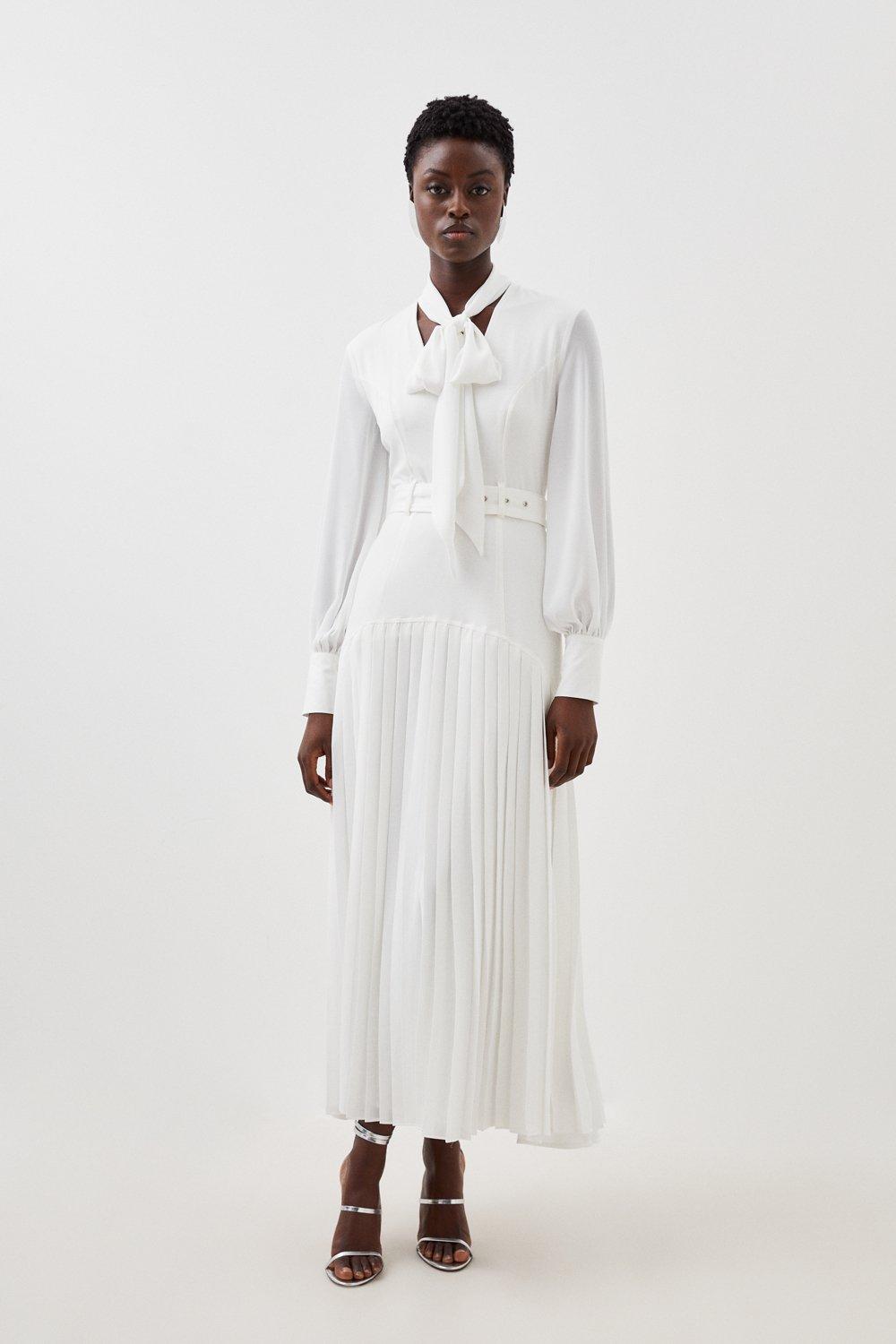 Платье миди из джерси Ponte Georgette Mix Karen Millen, белый