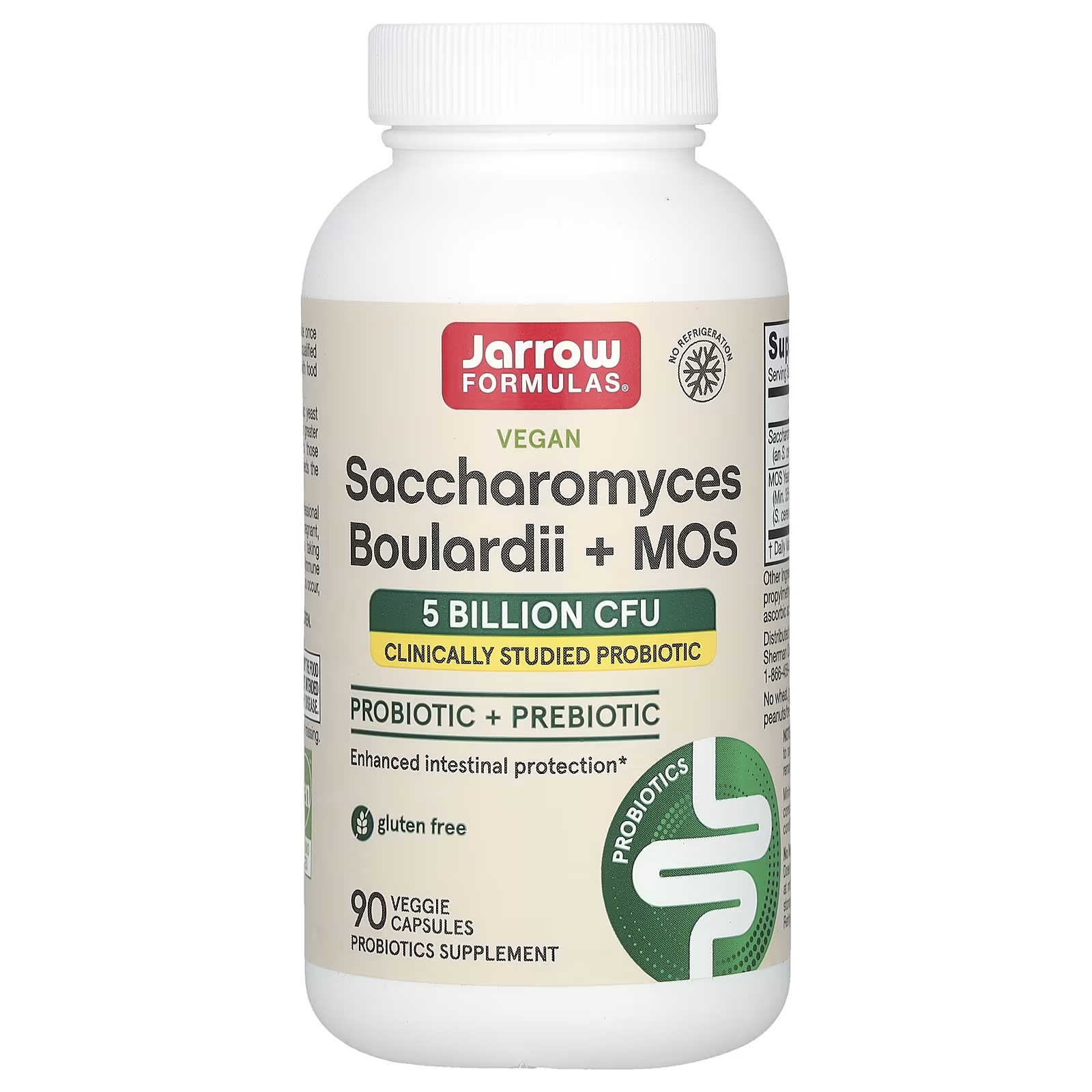 Пищевая добавка Jarrow Formulas Saccharomyces Boulardii + MOS 5 миллиардов КОЕ, 90 капсул