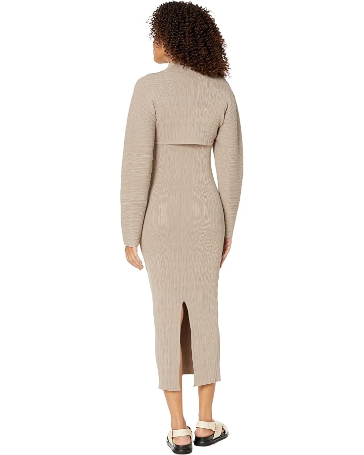 Платье MOON RIVER Textured Midi Sweaterdress with Matching Turtleneck Bolero, цвет Taupe