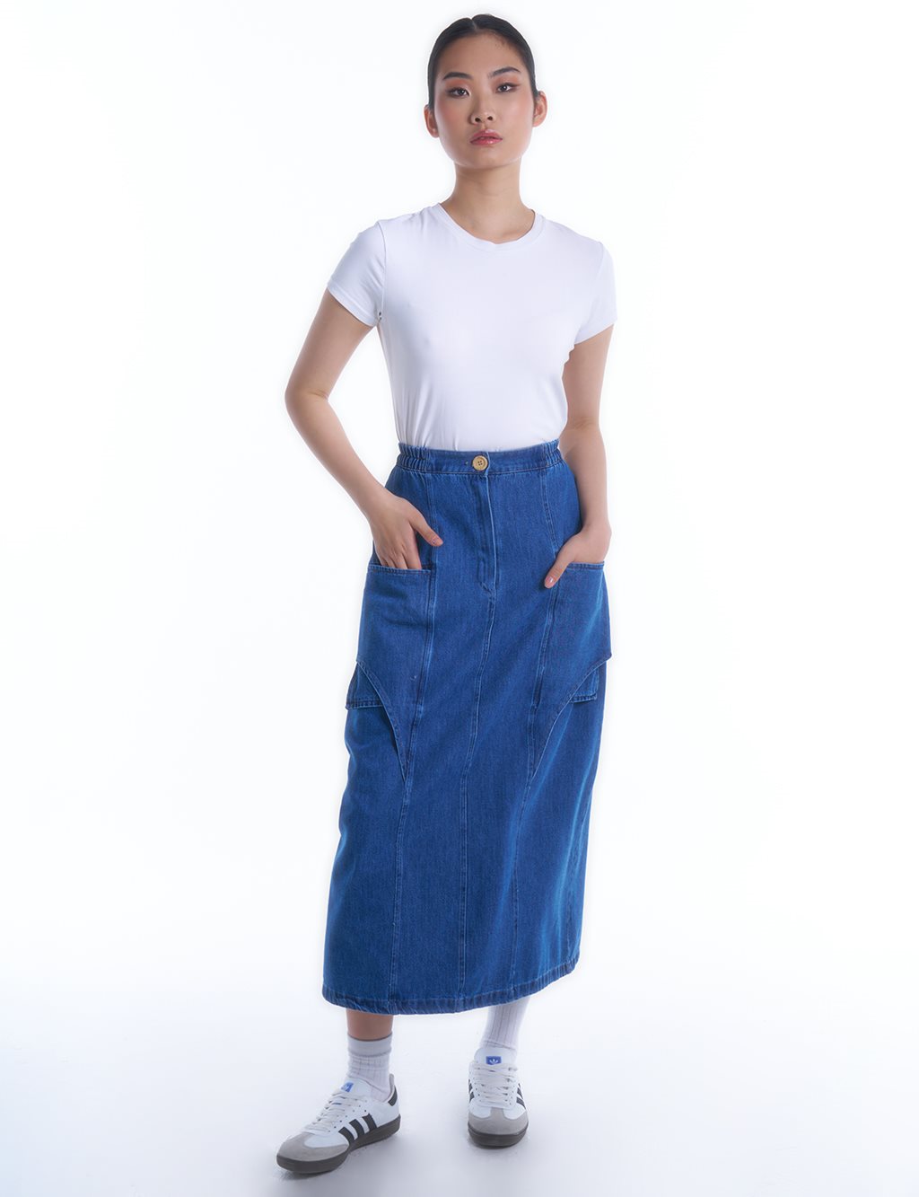 Джинсовая юбка с эластичной резинкой на талии Индиго Kayra