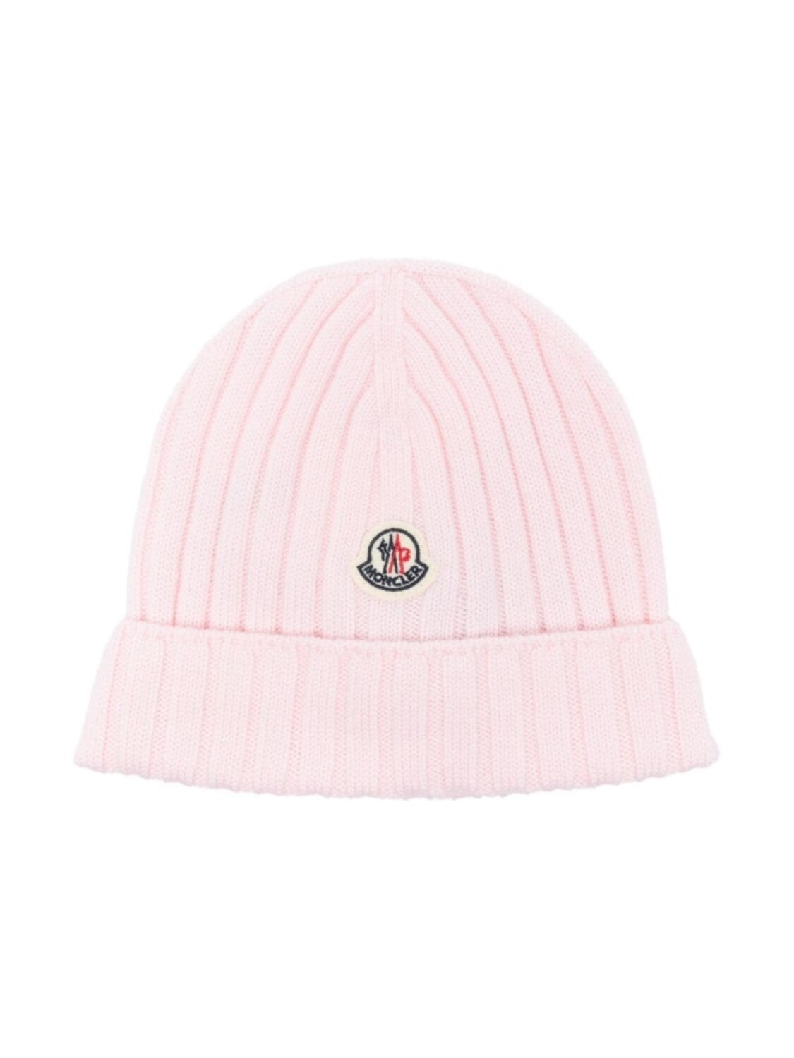 

Moncler Enfant шапка бини в рубчик с логотипом, розовый