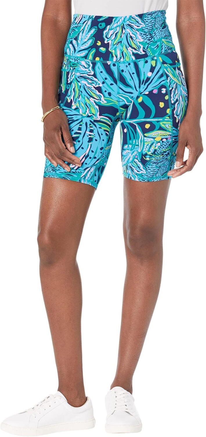 

Велосипедные шорты South Beach с высокой посадкой Lilly Pulitzer, цвет Low Tide Navy Catty Purrsonality