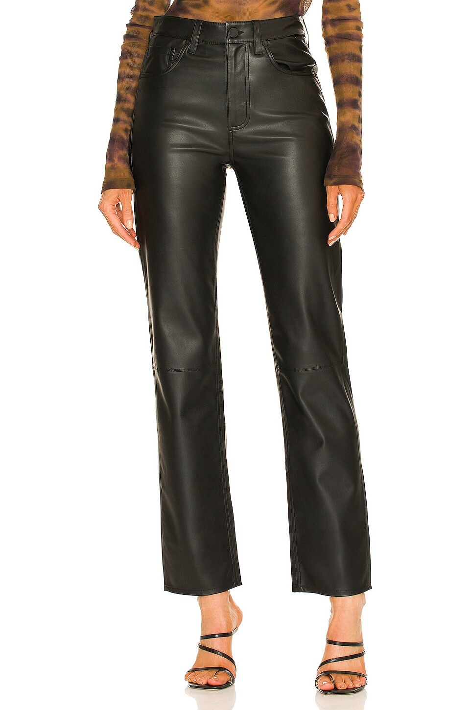

Брюки AG Jeans Alexxis Faux Leather Straight, цвет Super Black