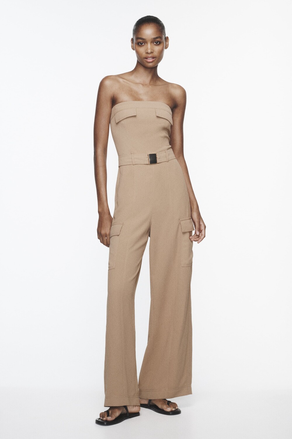 

Комбинезон cargo с поясом Zara, верблюд