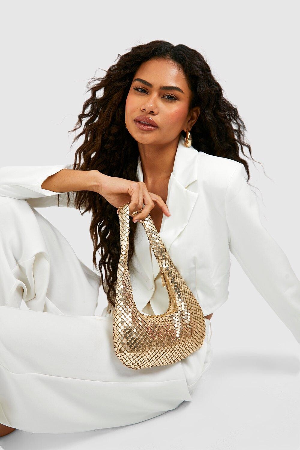 Сумка премиум с мерцающим платом Boohoo, золотой