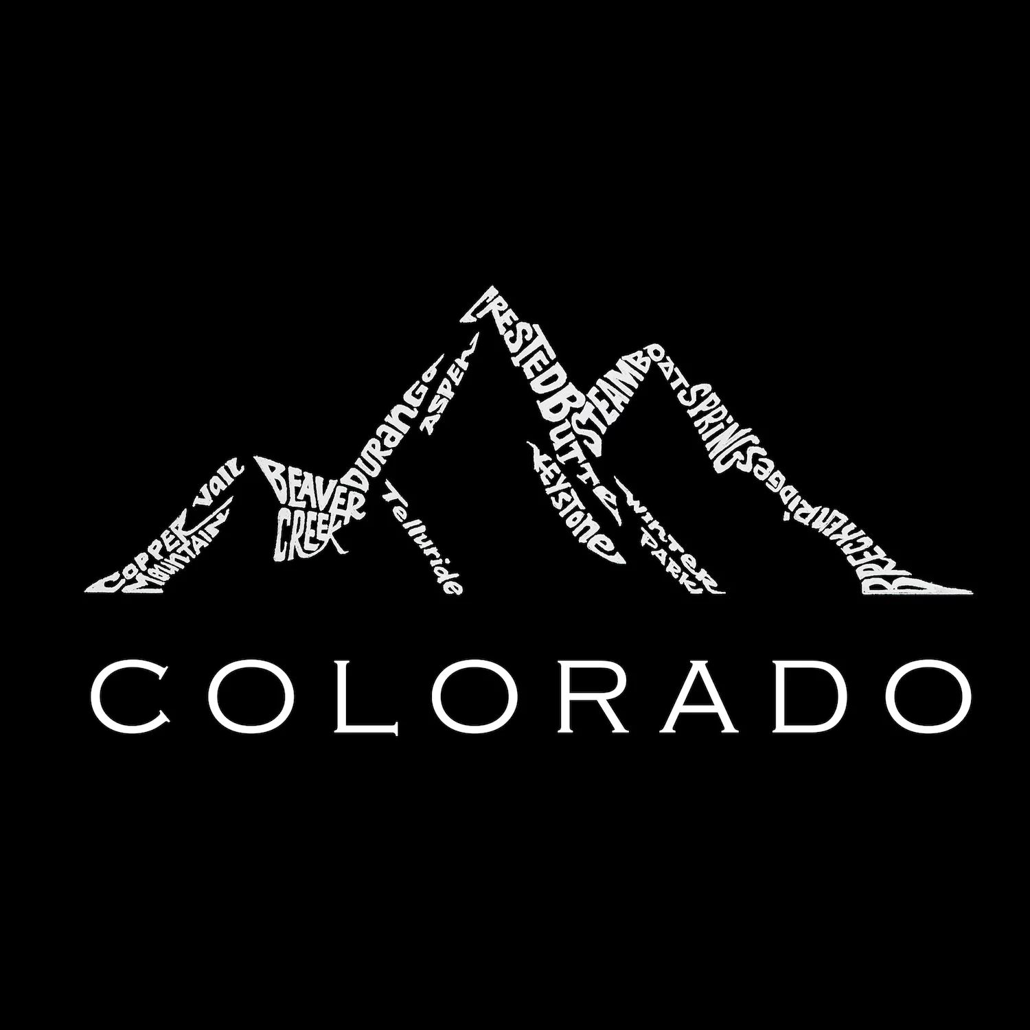Colorado Ski Towns — мужская толстовка с круглым вырезом Word Art LA Pop Art