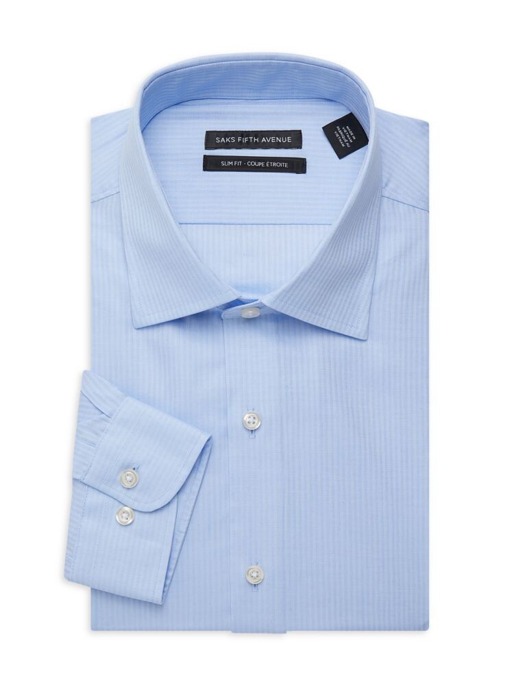 

Жаккардовая классическая рубашка приталенного кроя в полоску Saks Fifth Avenue, цвет Light Blue