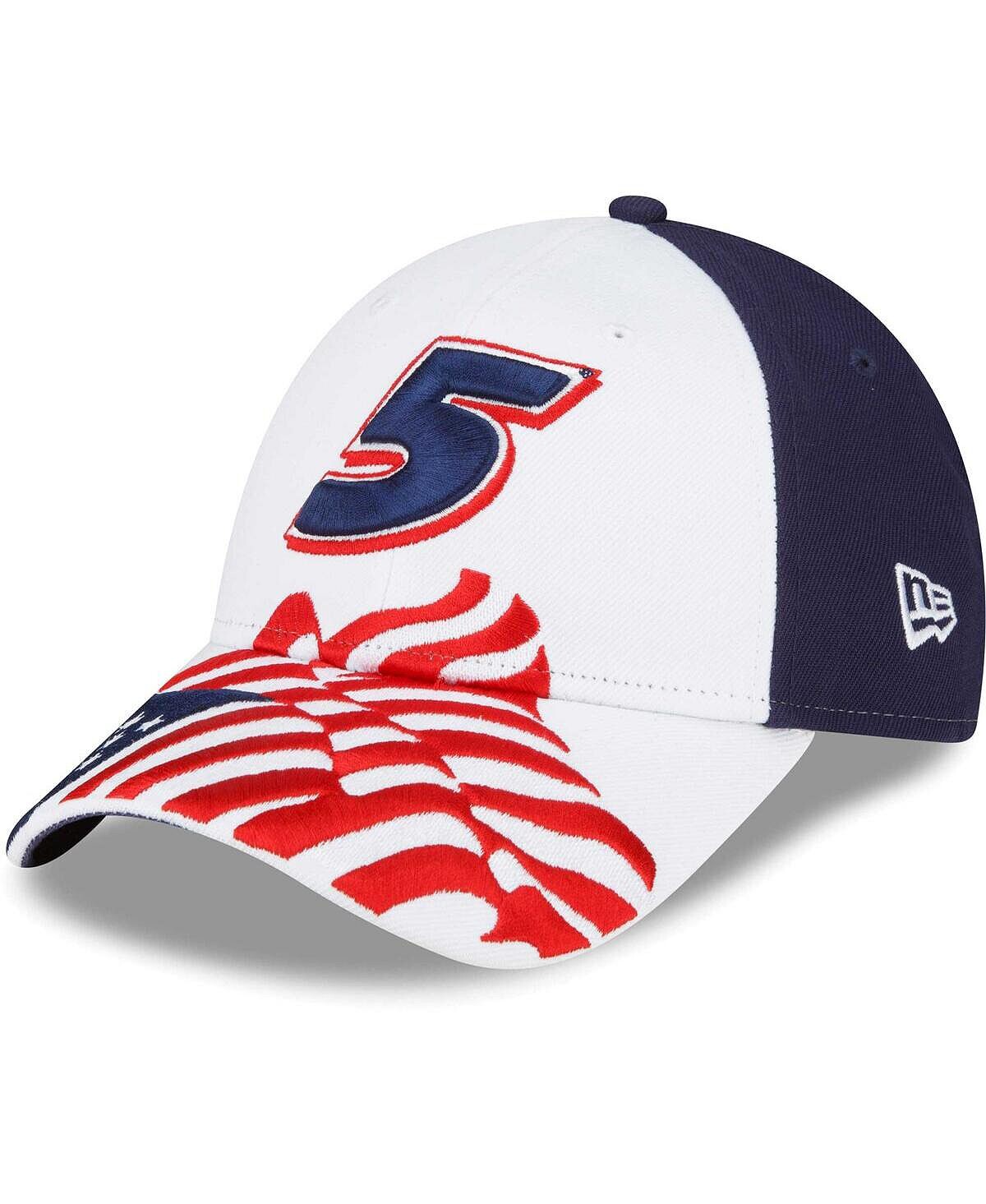 

Мужская белая, синяя регулируемая шляпа Kyle Larson 9FORTY Americana Snapback New Era
