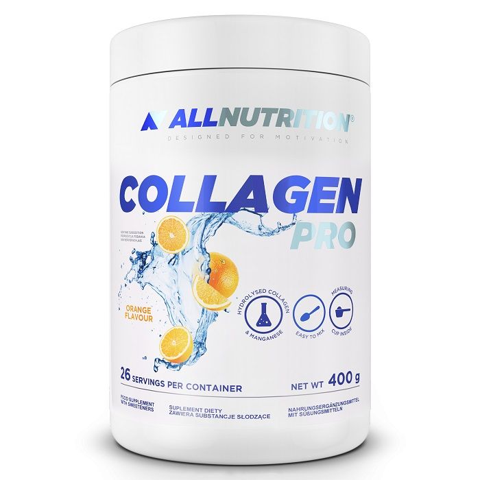 цена Allnutrition Collagen Pro Orange препарат, укрепляющий суставы и улучшающий состояние кожи, волос и ногтей, 400 g