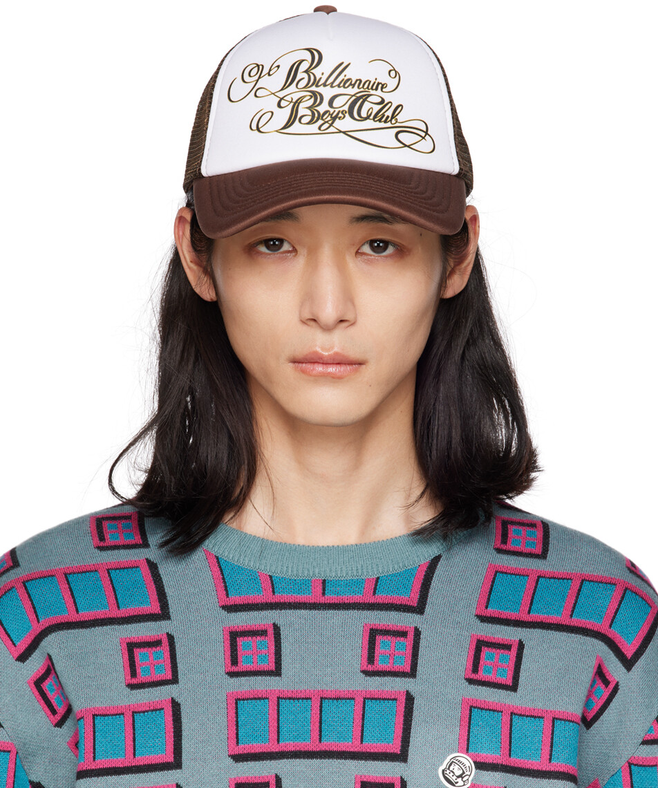 

Коричнево-белая кепка с каллиграфией Billionaire Boys Club