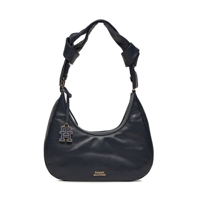

Сумка Tommy Hilfiger PushlockLeather Hobo, темно-синий