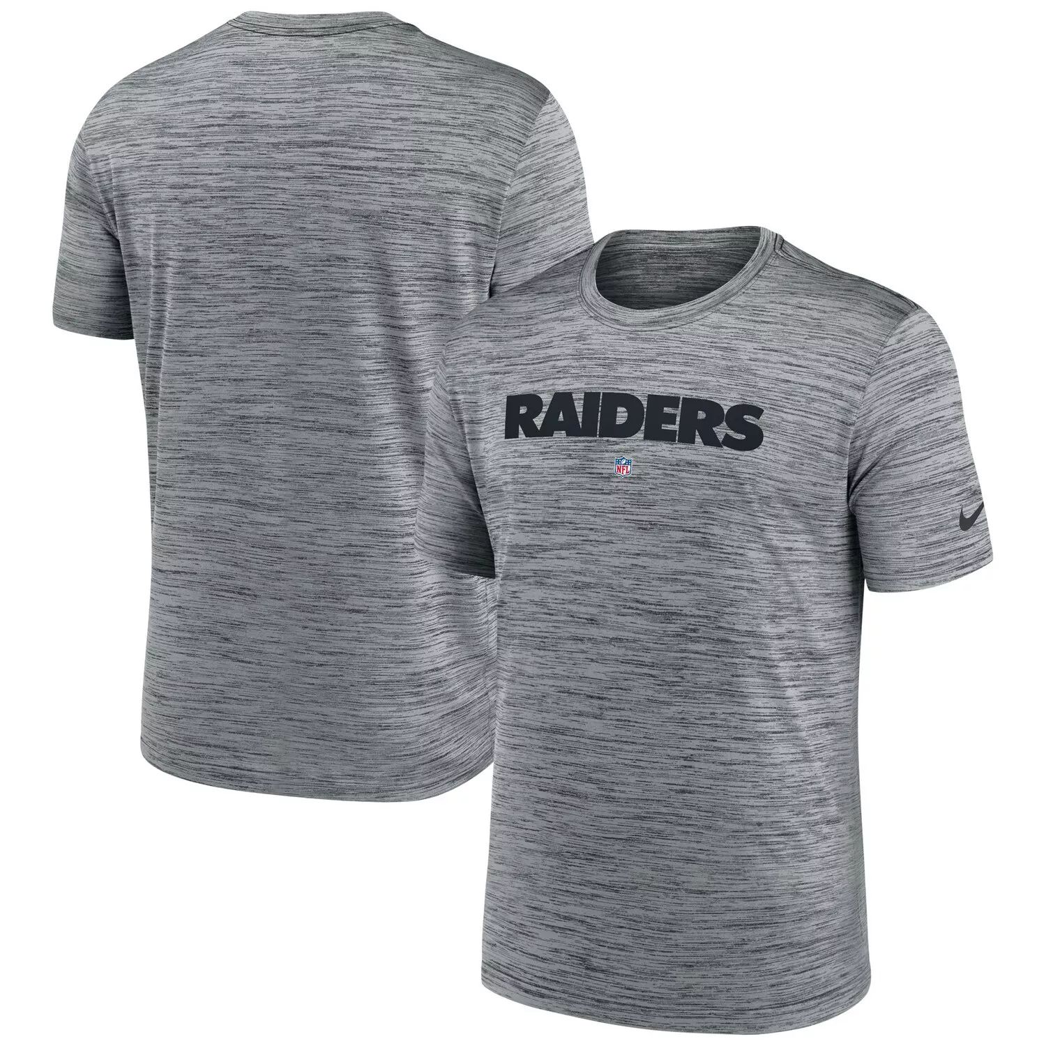 Мужская серая футболка Las Vegas Raiders Velocity Performance Nike мужская темно серая черная футболка с капюшоном las vegas raiders performance nike мульти