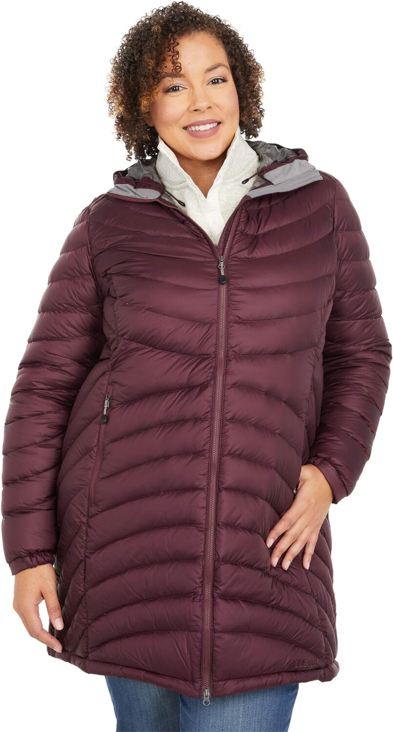 

Сверхлегкое пуховое пальто 850 больших размеров с капюшоном L.L.Bean, цвет Dark Plum