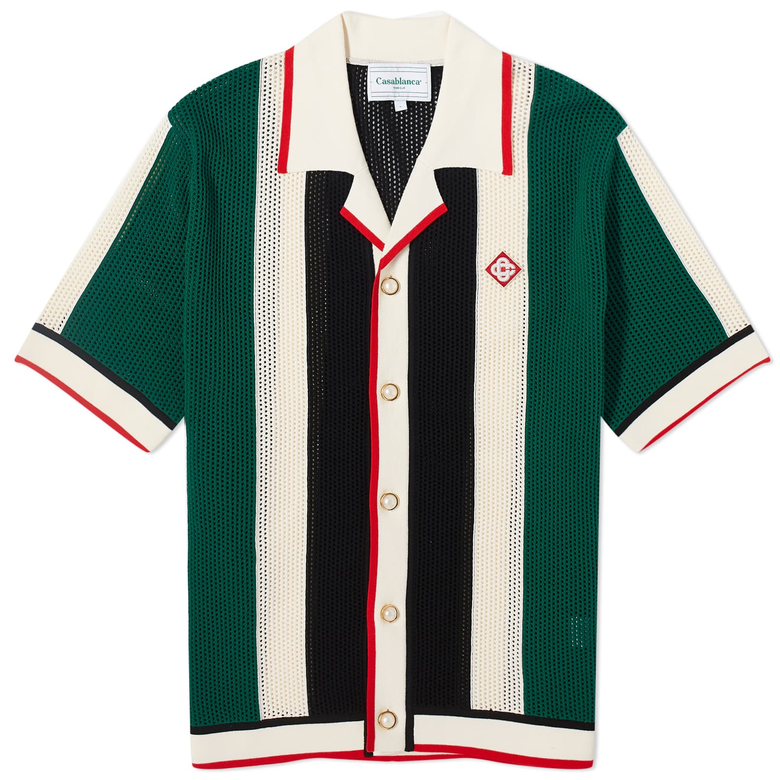 Рубашка Casablanca Striped Mesh Short Sleeve, цвет Green & White Stripes