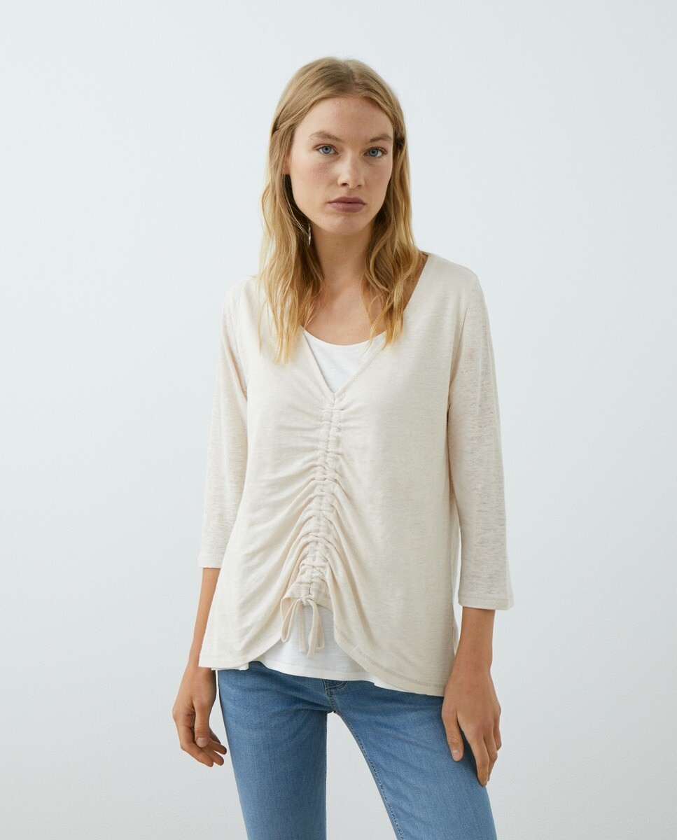 

Женская футболка с рюшами Southern Cotton, бежевый
