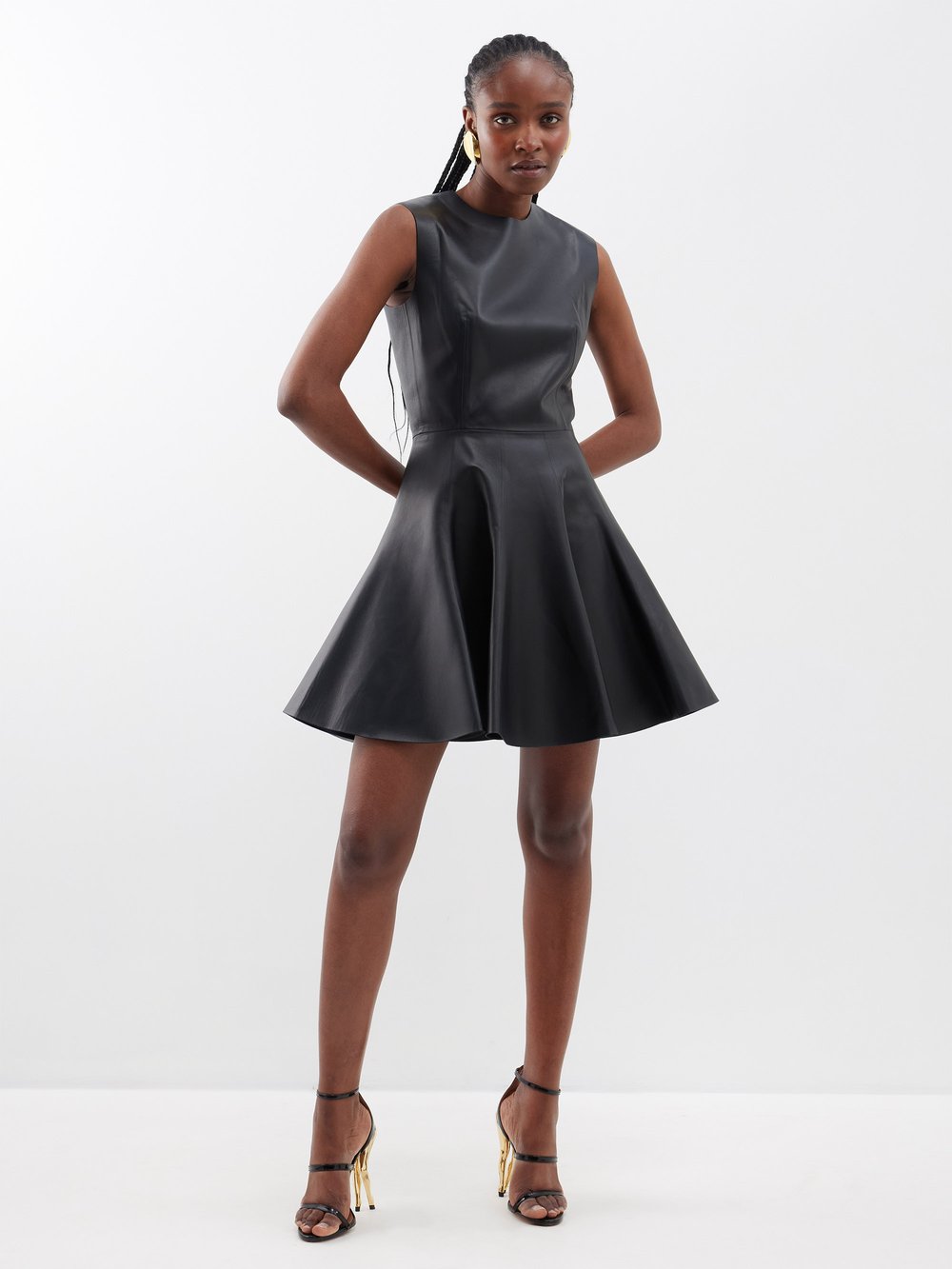 Кожаное платье мини archetypes ALAÏA, черный платье oodji без рукавов черное 44 размер