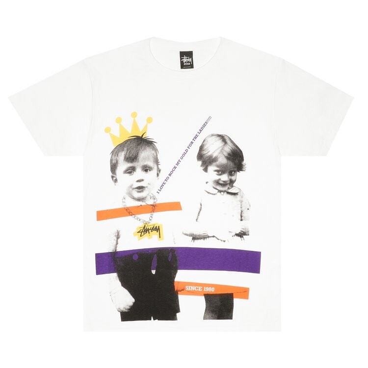 

Футболка Stussy Rockin Gold 'White/Purple', белый