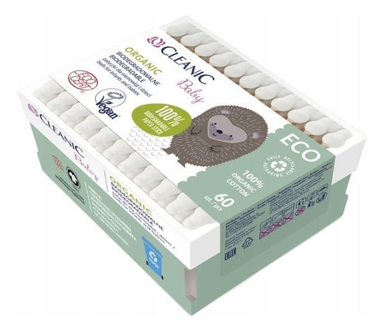 Органические биоразлагаемые палочки для младенцев и детей, 1 упаковка, 60 шт. Cleanic Baby Eco