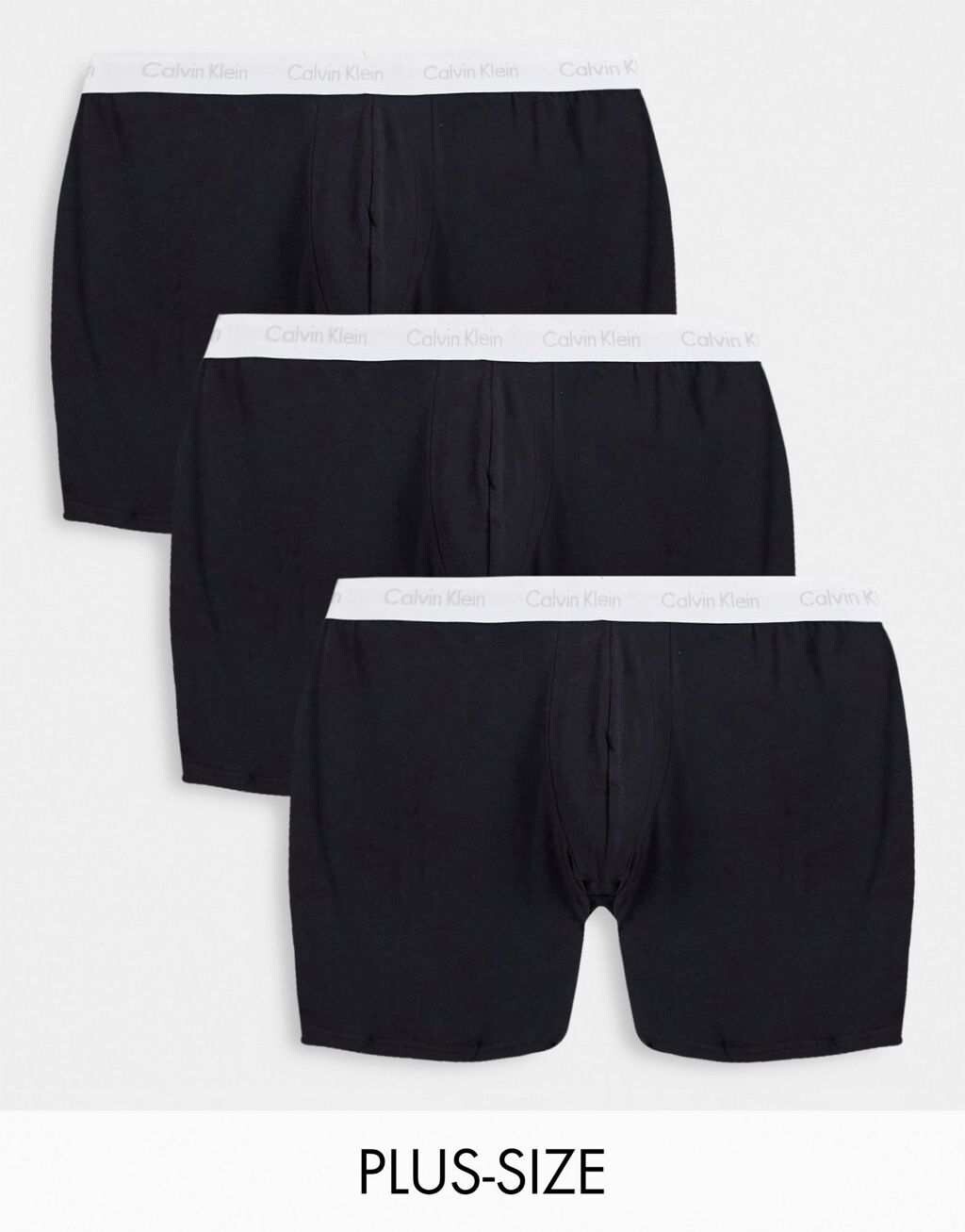 

Черные боксеры из 3 пар хлопковых эластичных трусов Calvin Klein Big & Tall