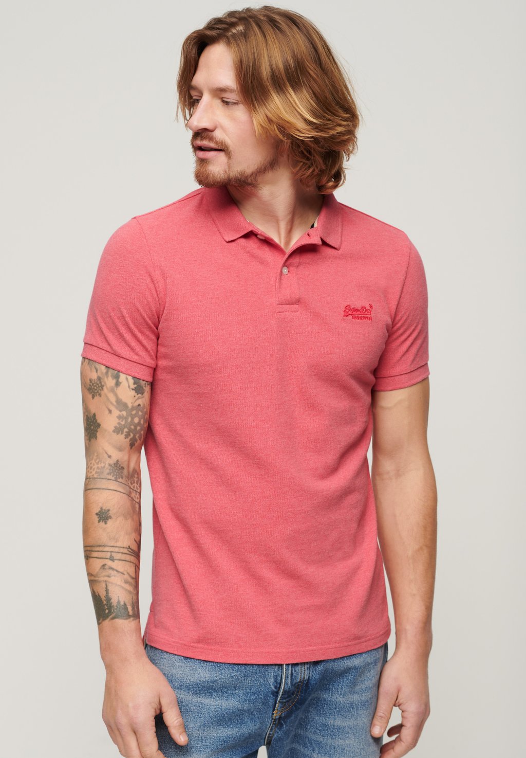 Рубашка-поло Superdry, цвет punch pink marl