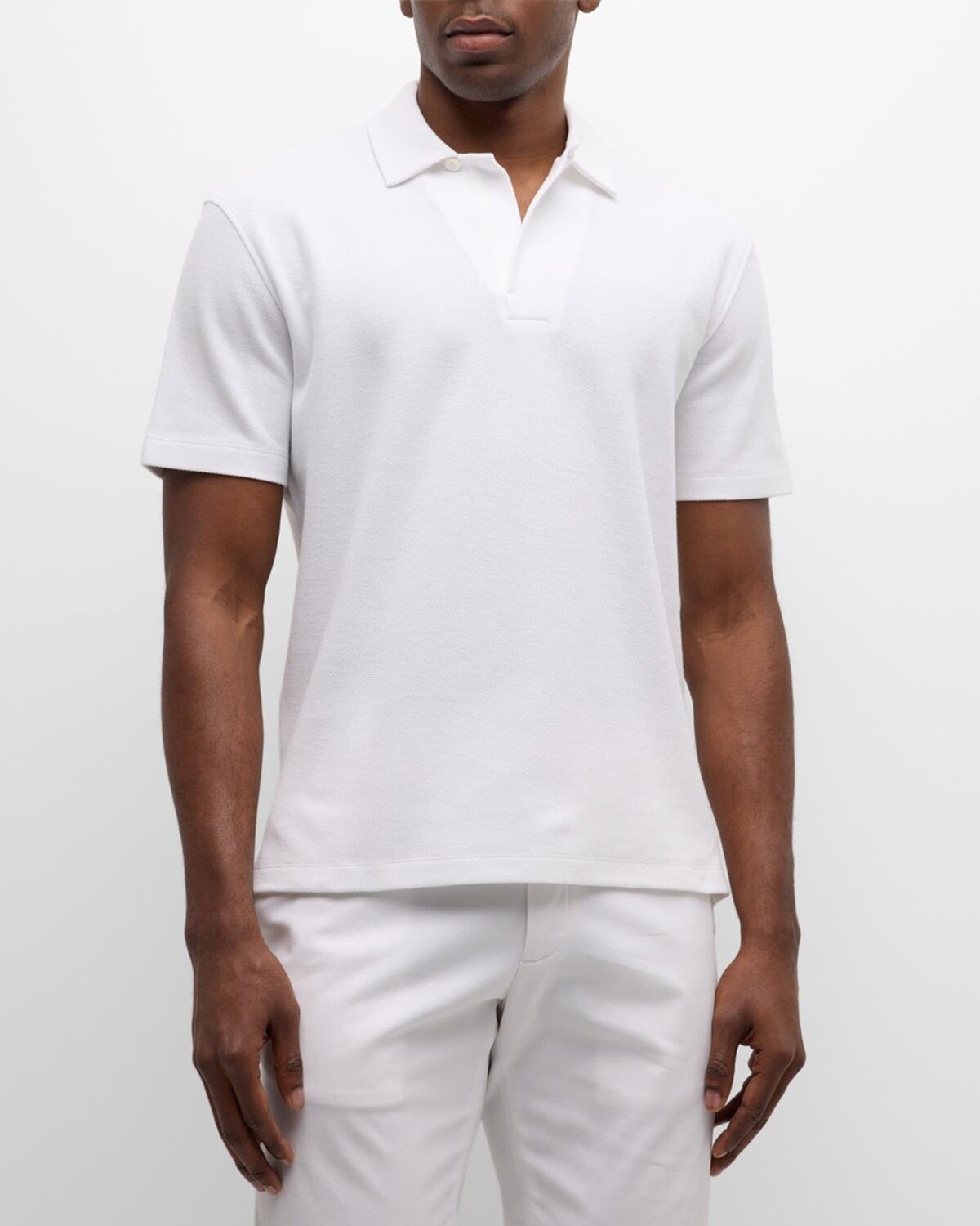 

Мужская хлопковая рубашка-поло с сотовым рисунком ZEGNA, цвет White Solid